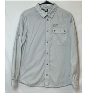 Jack Wolfskin Mens Medium Gray Slim Fit Button Up Long Sleeve Outdoor Shirt